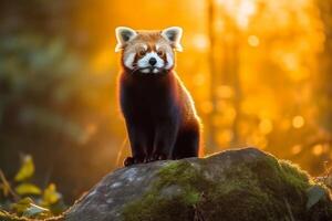Portrait weasel on the forest ai generate photo