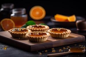 orange pie on the table ai generate photo