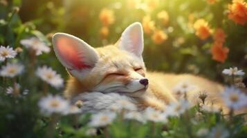 Portrait fox on the forest with light exposure ai generate photo