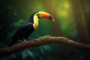 Portrait Toucan bird on the forest ai generate photo