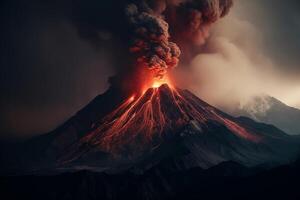 Portrait erupting volcano ai generate photo