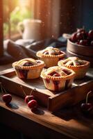 Delicious fruit pie on the table ai generate photo