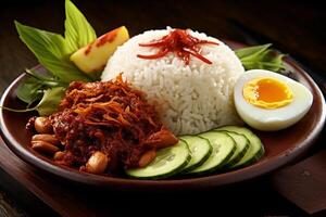 Mixed rice with chicken slice ai generate photo