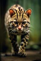 Portrait a wild cat on the forest ai generate photo