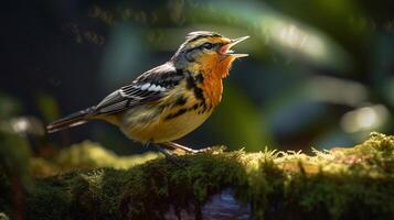 Beautiful bird on the forest ai generate photo