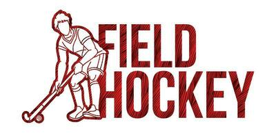 Field Hockey Font Text Design with Sport Player Action vector