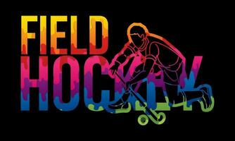 Field Hockey Font Text Design with Sport Player vector