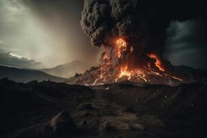 Portrait erupting volcano ai generate photo