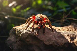 Portrait tarantula on the stone and ground ai generate photo