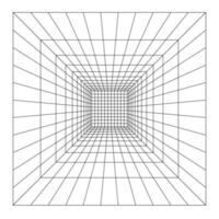 3D wireframe of grid. Grid perspective white room with gray wireframe background. Free vector illustration.