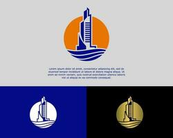 vector ilustración logo real inmuebles edificio. fuerte moderno elegante negocio logotipo