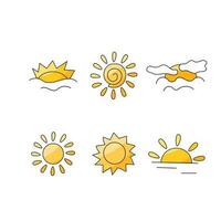 sun weather heat clouds sea horizon. Vector illustration