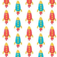 rocket space stars fly night toys children pattern vector