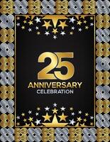 25 Years Anniversary Day Luxury Gold Or Silver Color Mixed Design, Company Or Wedding Used Card Or Banner Logo vector