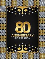 80 Years Anniversary Day Luxury Gold Or Silver Color Mixed Design, Company Or Wedding Used Card Or Banner Logo vector