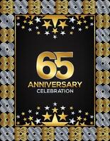65 Years Anniversary Day Luxury Gold Or Silver Color Mixed Design, Company Or Wedding Used Card Or Banner Logo vector