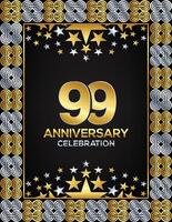 99 Years Anniversary Day Luxury Gold Or Silver Color Mixed Design, Company Or Wedding Used Card Or Banner Logo vector