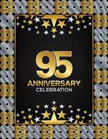 95 Years Anniversary Day Luxury Gold Or Silver Color Mixed Design, Company Or Wedding Used Card Or Banner Logo vector