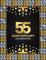 55 Years Anniversary Day Luxury Gold Or Silver Color Mixed Design, Company Or Wedding Used Card Or Banner Logo vector