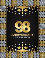 98 Years Anniversary Day Luxury Gold Or Silver Color Mixed Design, Company Or Wedding Used Card Or Banner Logo vector