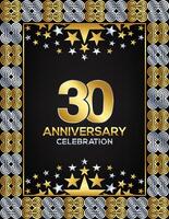 30 Years Anniversary Day Luxury Gold Or Silver Color Mixed Design, Company Or Wedding Used Card Or Banner Logo vector