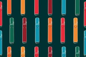 Multi-colored cute markers highlighters sample pattern. Bright endless background. Good for school and business backgrounds. Vector