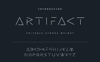 Minimal  geometric ancient alphabet fonts vector