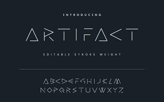 Minimal  geometric ancient alphabet fonts vector