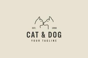 gato y perro logo vector icono ilustración