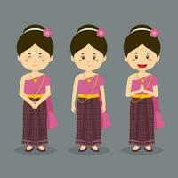 personaje de tailandia con varias expresiones. vector