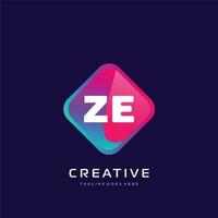 ZE initial logo With Colorful template vector. vector