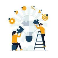 Creative team forming team leadership, problem solving, brainstorming and find solution concept illustration vector