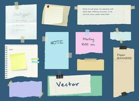 Business paper notes, stickers, sticky sheet tapes vector