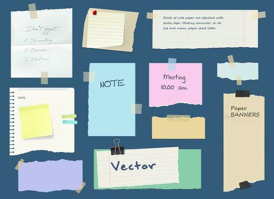Business paper notes, stickers, sticky sheet tapes