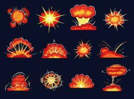 explosión explosiones, bomba explosión, cómic auge, dibujos animados vector