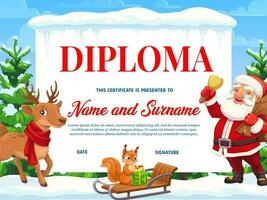 Education diploma with Christmas characters vector