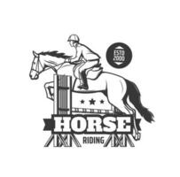 Horse riding club, equestrian sport vector icon