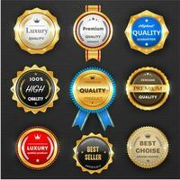 Award and quality labels isolated vector emblems