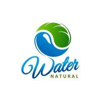 Natural water icon with leaf and drop vector