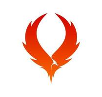 Phoenix bird wings icon, firebird fire silhouette vector