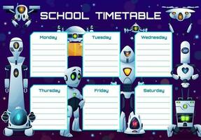 Humanoid robots and androids school timetable vector