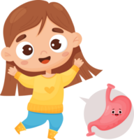 happy girl and healthy  organ stomach png