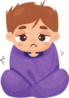 boy wrapped in blanket trembles png