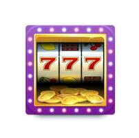Casino slot machine roulette icon, game jackpot vector