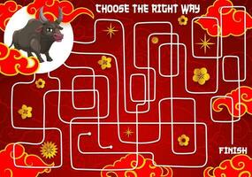 Child New Year holiday maze, find path game vector