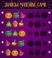 Halloween shadow matching kid game template vector