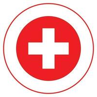 Flag of Switzerland in circle. Swiss flag in round circle. vector