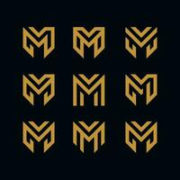 set of initial letter M monogram vector icon