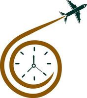 viaje hora logo diseños concepto vector, avión y Temporizador logo símbolo icono modelo vector