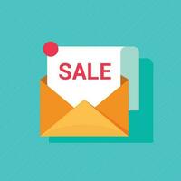 Vector email sale promotion in envelope letter icon or discount off online mail marketing message